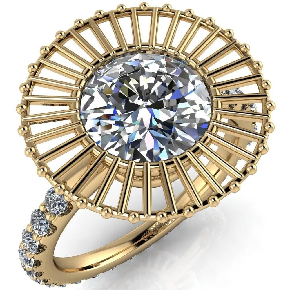Bella Round Center Stone Carousel Filigree Halo Design Ring