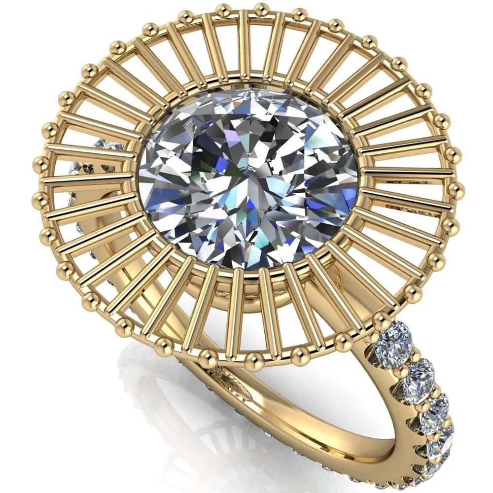 Bella Round Center Stone Carousel Filigree Halo Design Ring