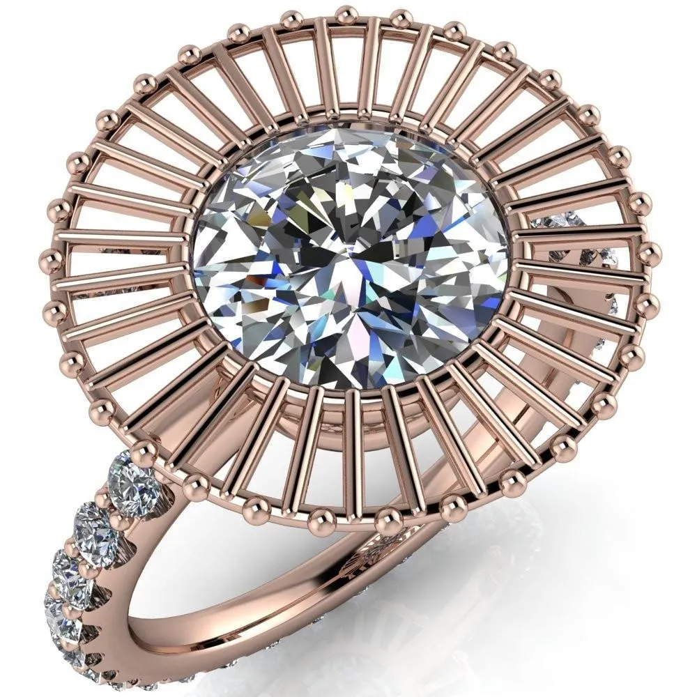 Bella Round Center Stone Carousel Filigree Halo Design Ring