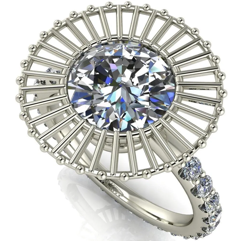 Bella Round Center Stone Carousel Filigree Halo Design Ring