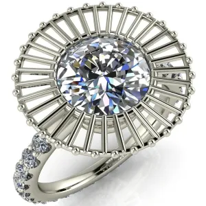 Bella Round Center Stone Carousel Filigree Halo Design Ring