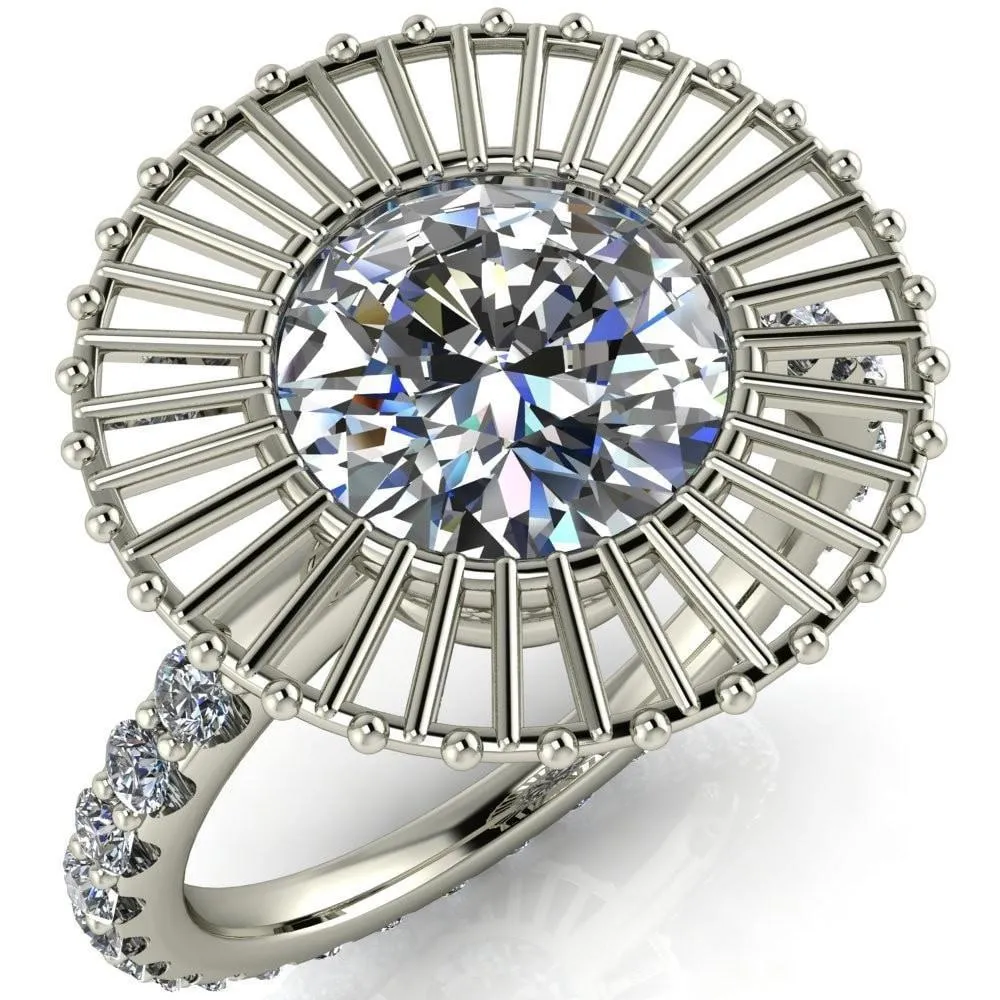 Bella Round Center Stone Carousel Filigree Halo Design Ring