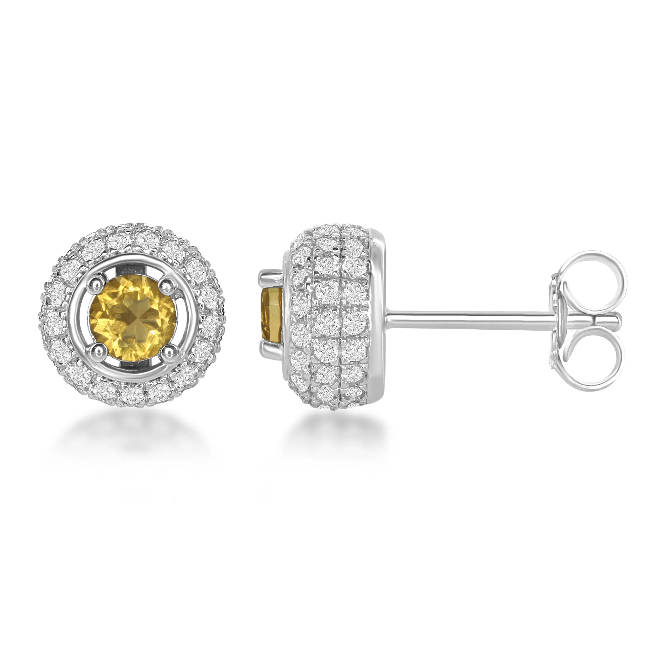 Bellissima Sterling Silver Citrine and White Topaz Earrings (88673)