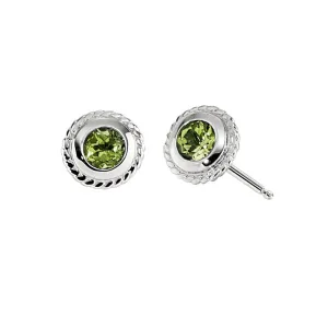 Bezel Rope Edge Earrings - Petite Size in Peridot