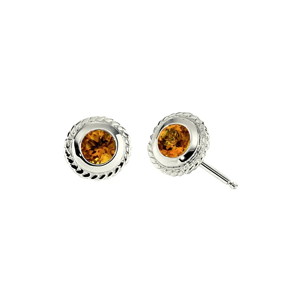 Bezel Rope Edge Earrings - Petite Size in Peridot