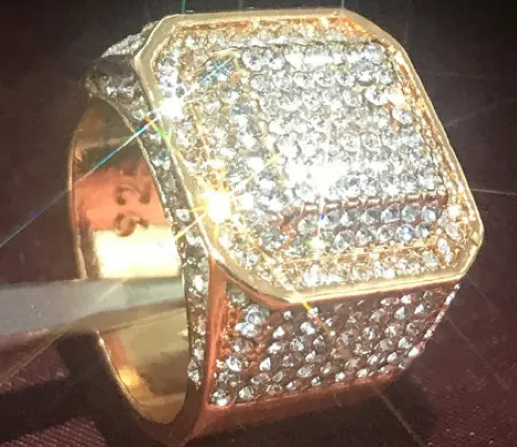 Big Iced Out Rings | Mens Gold Ring | Mens Big Gold Ring