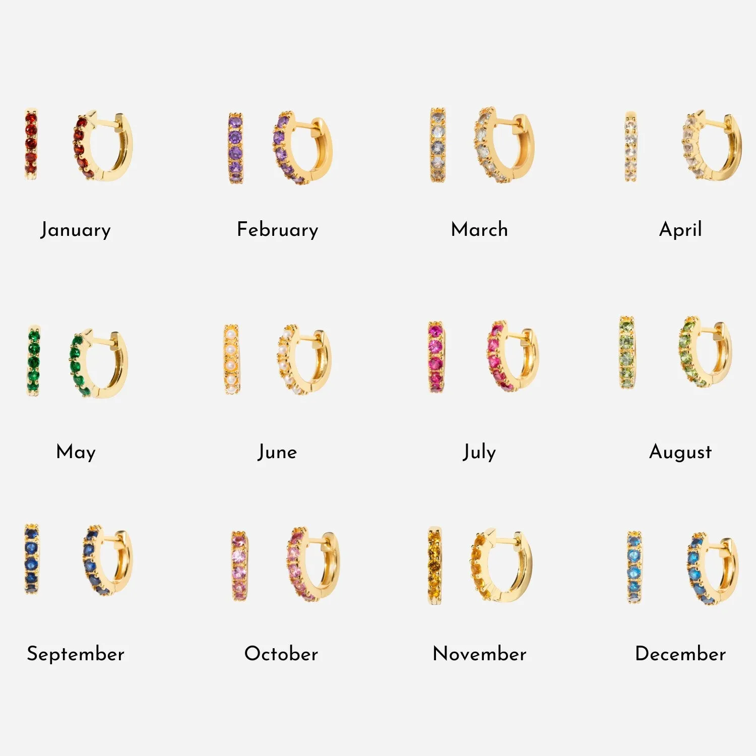 Birthstone Huggies - December