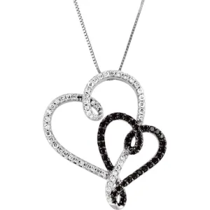 Black & White Gold Double Heart Necklace
