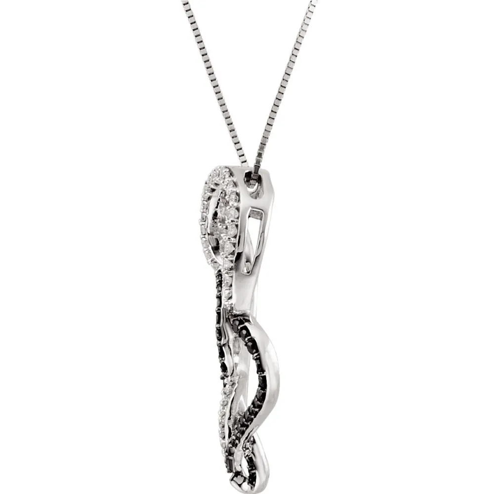 Black & White Gold Double Heart Necklace