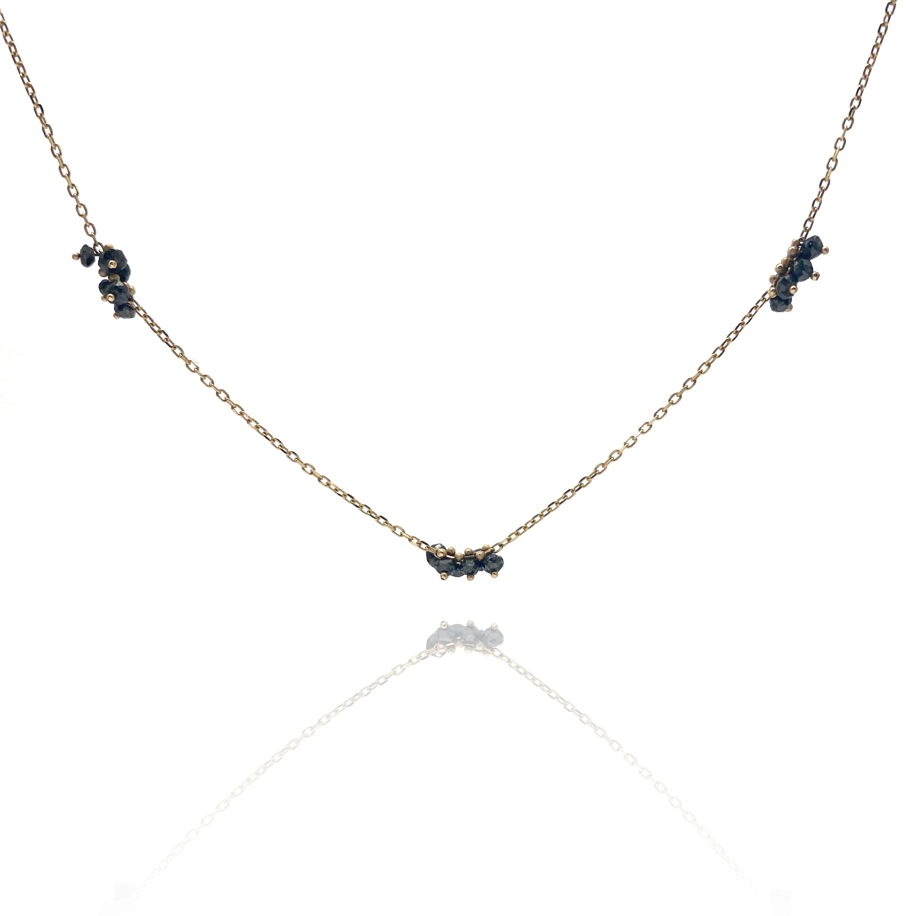 Black Diamond 3 Cluster Necklace
