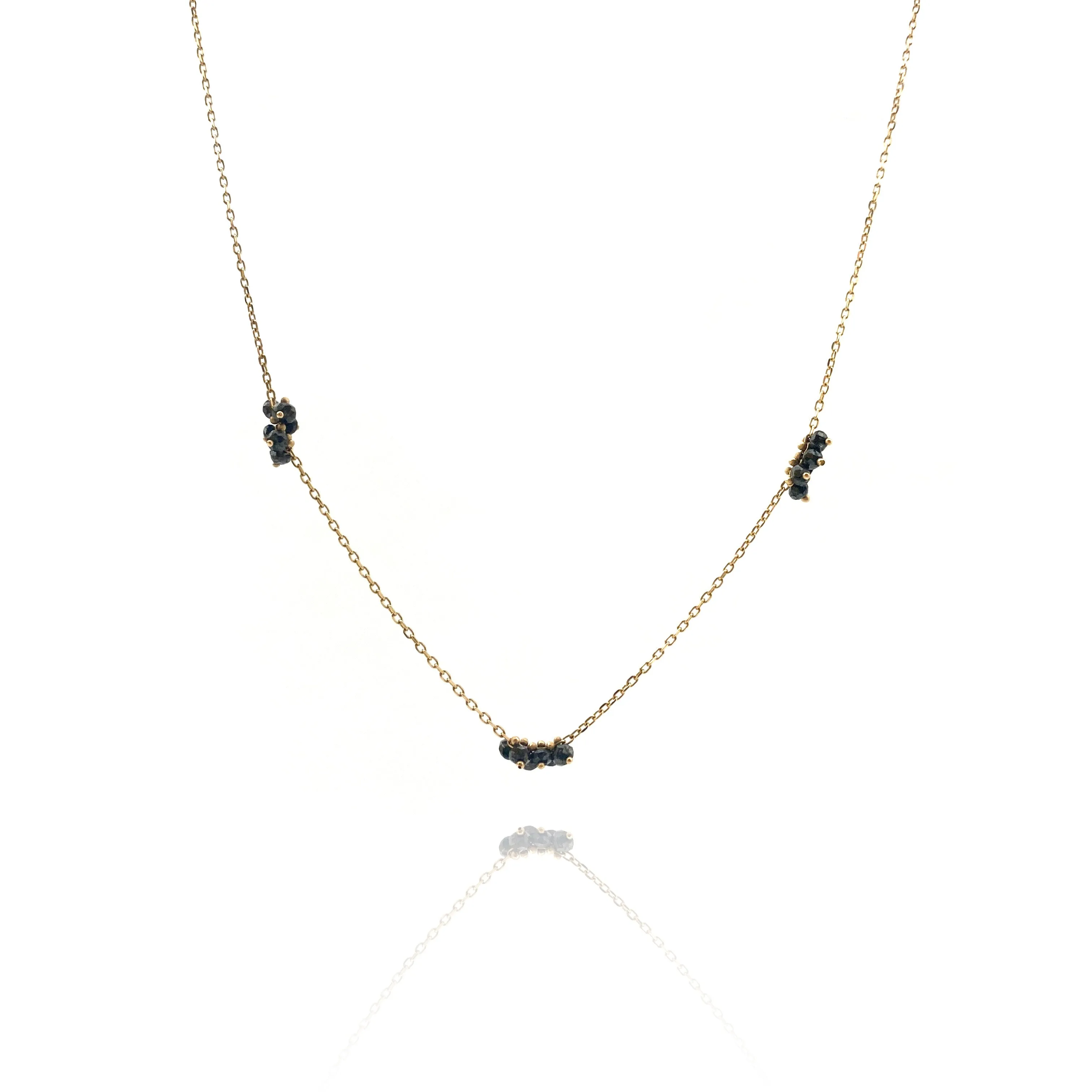 Black Diamond 3 Cluster Necklace