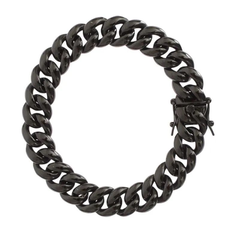 Black Rhodium 925 Sterling Silver Chain Bracelet