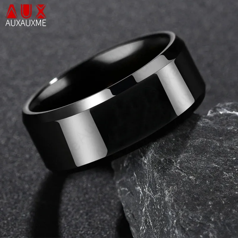 Black Titanium Stainless Steel Men's Wedding Bands