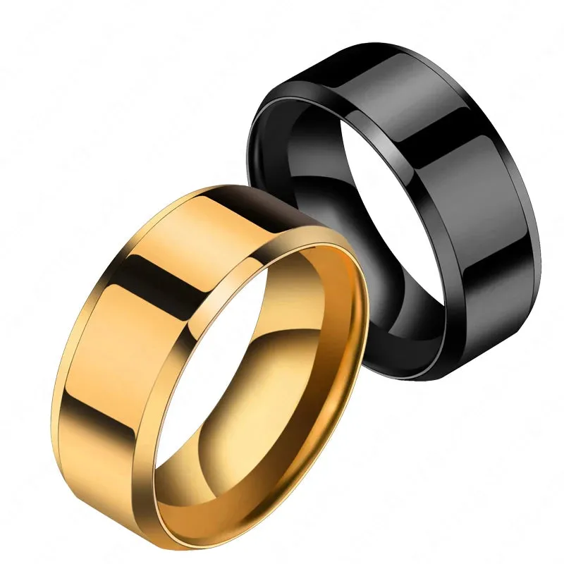 Black Titanium Stainless Steel Men's Wedding Bands