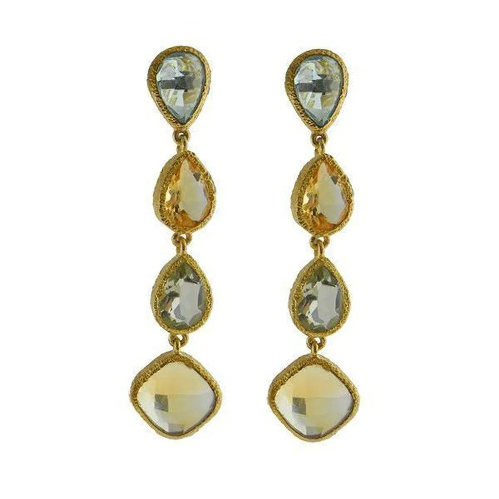 Blue Topaz and Citrine and Amethyst Earrings
