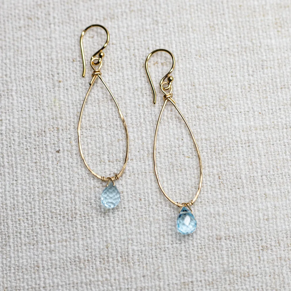 Blue Topaz Linden Gold Earrings