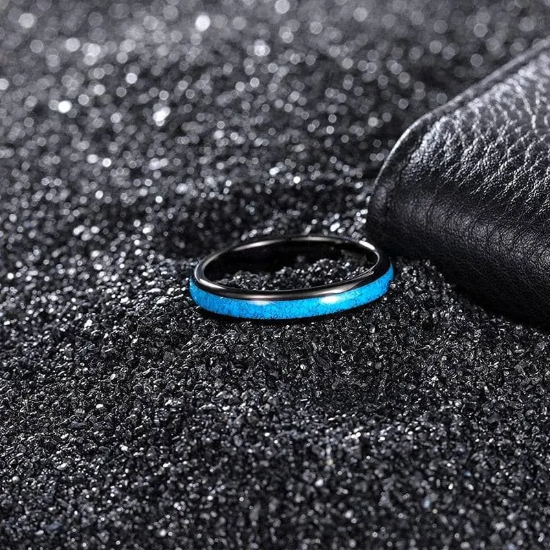 Blue Turquoise Tungsten Men's Wedding Band
