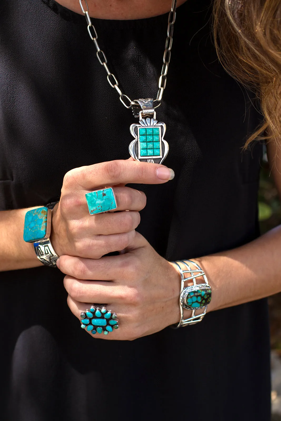 Blue/Green Turquoise Cuff by Ted Secatero