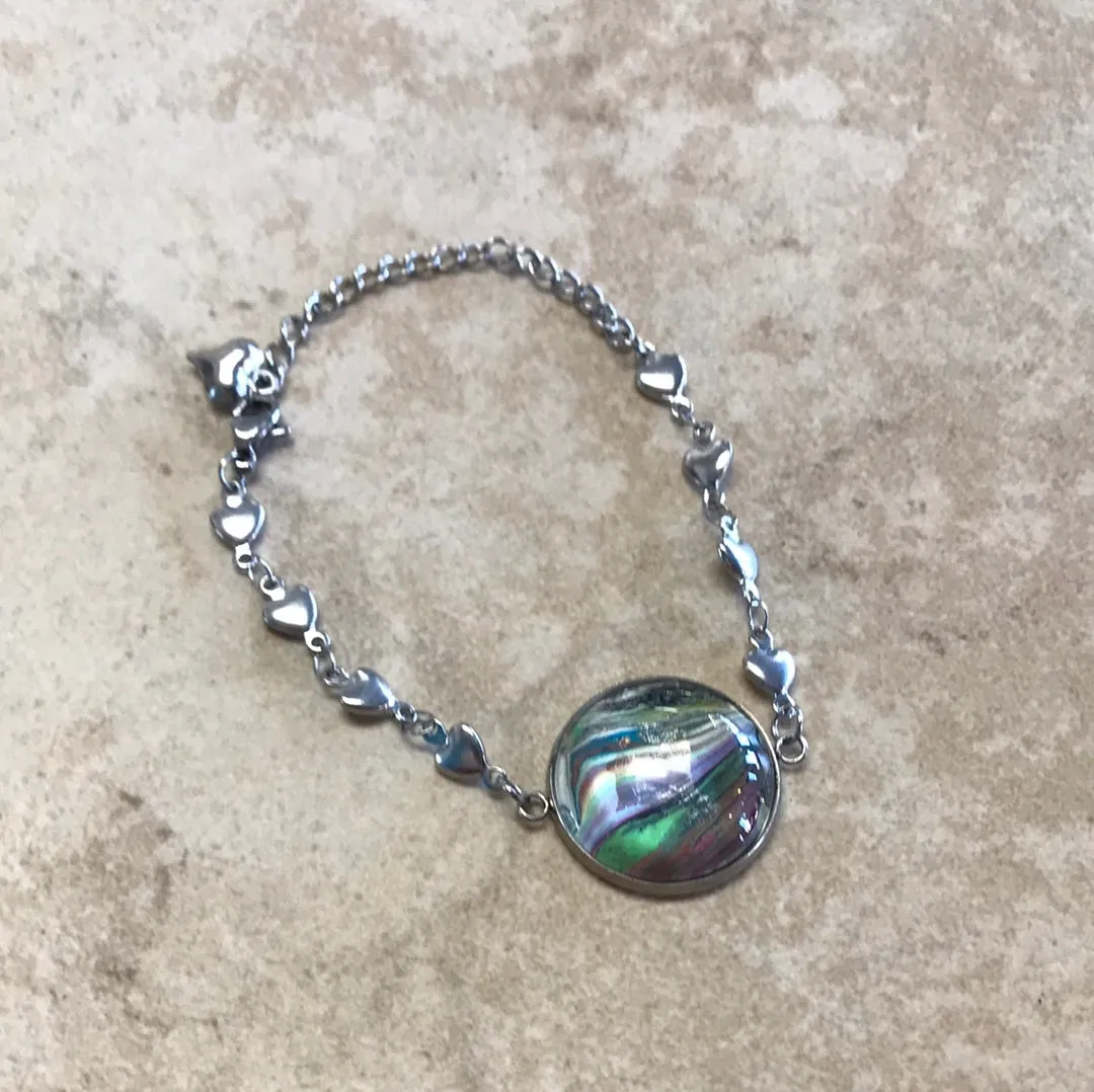 Bracelet - Hand Painted w/ Heart Chain