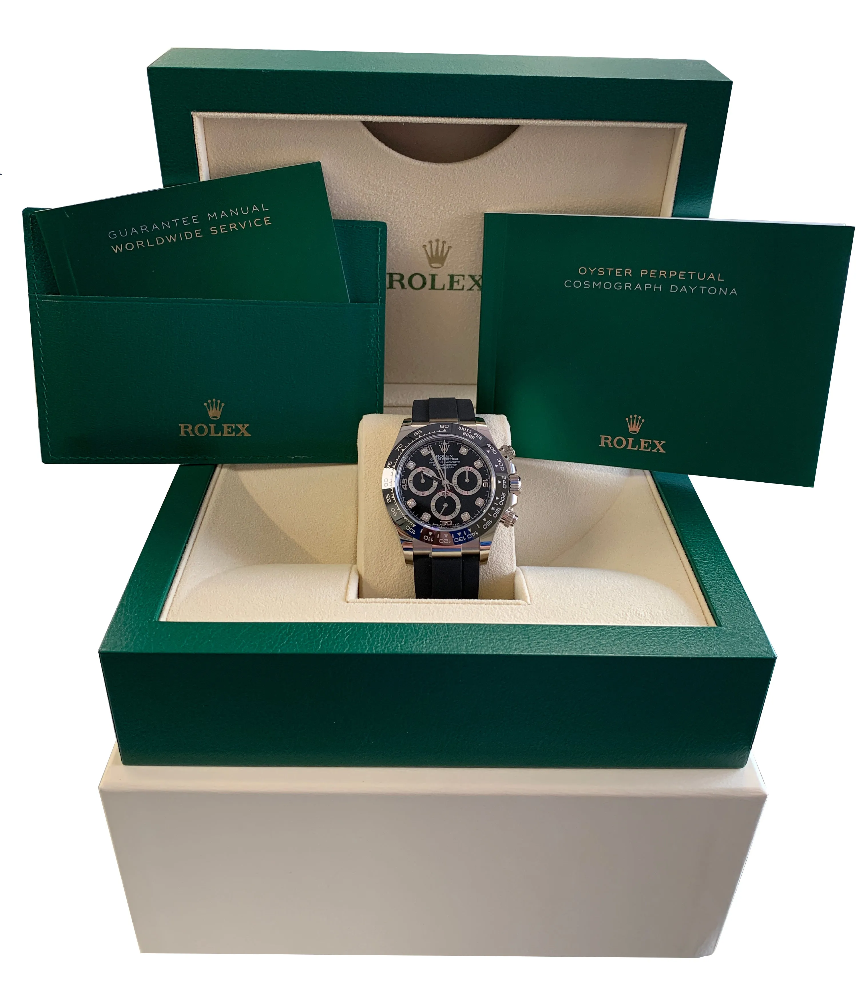 BRAND NEW 2020 Rolex Daytona Diamond Oysterflex 116519 18K White Gold 40mm Watch