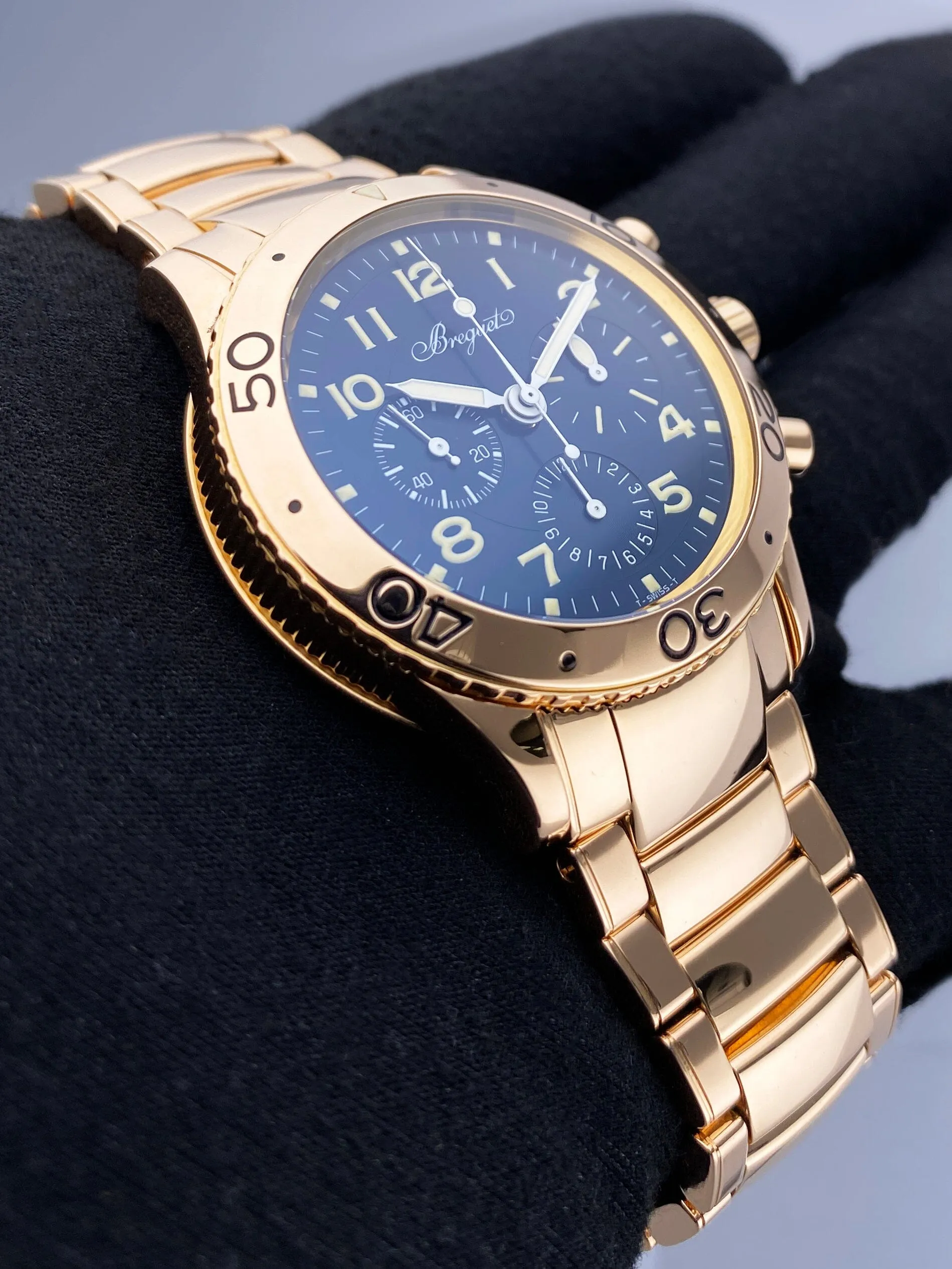 Breguet Type XX 3800 Blue Dial 18K Rose Gold Mens Watch