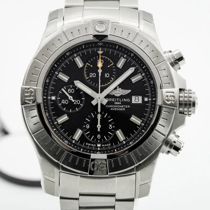 Breitling Avenger Chronograph A13317101B1A1 45mm Black Dial on Bracelet