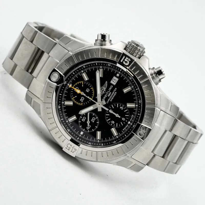 Breitling Avenger Chronograph A13317101B1A1 45mm Black Dial on Bracelet