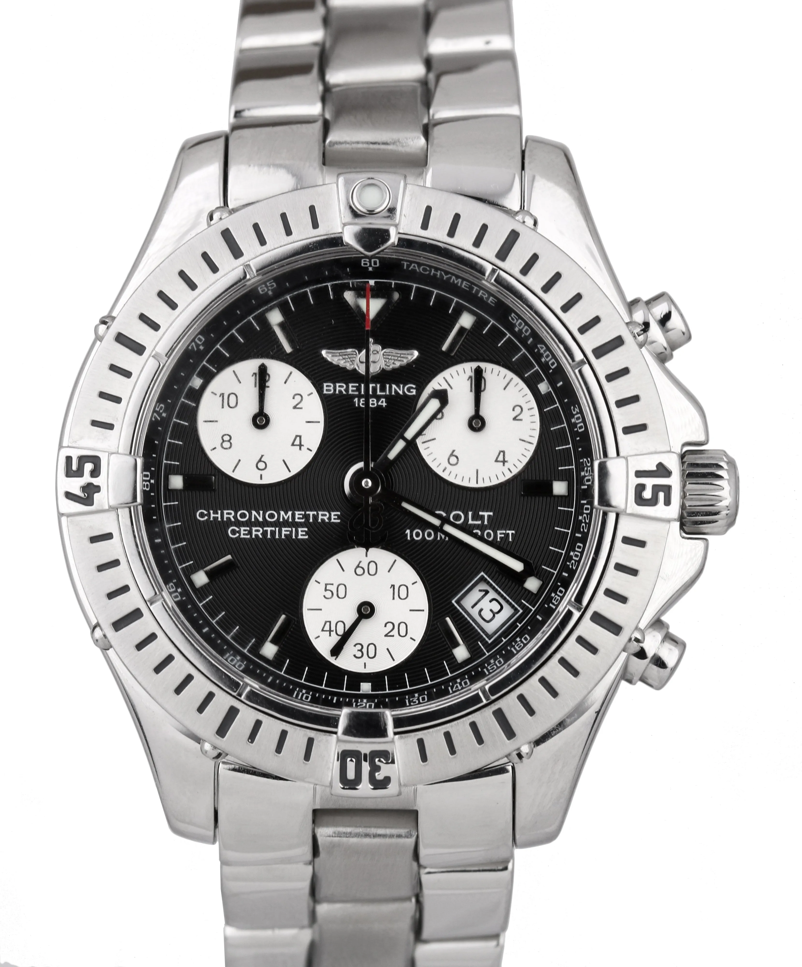 Breitling Colt Chronograph Quartz Aeromarine Stainless 38mm Black A73350 Watch