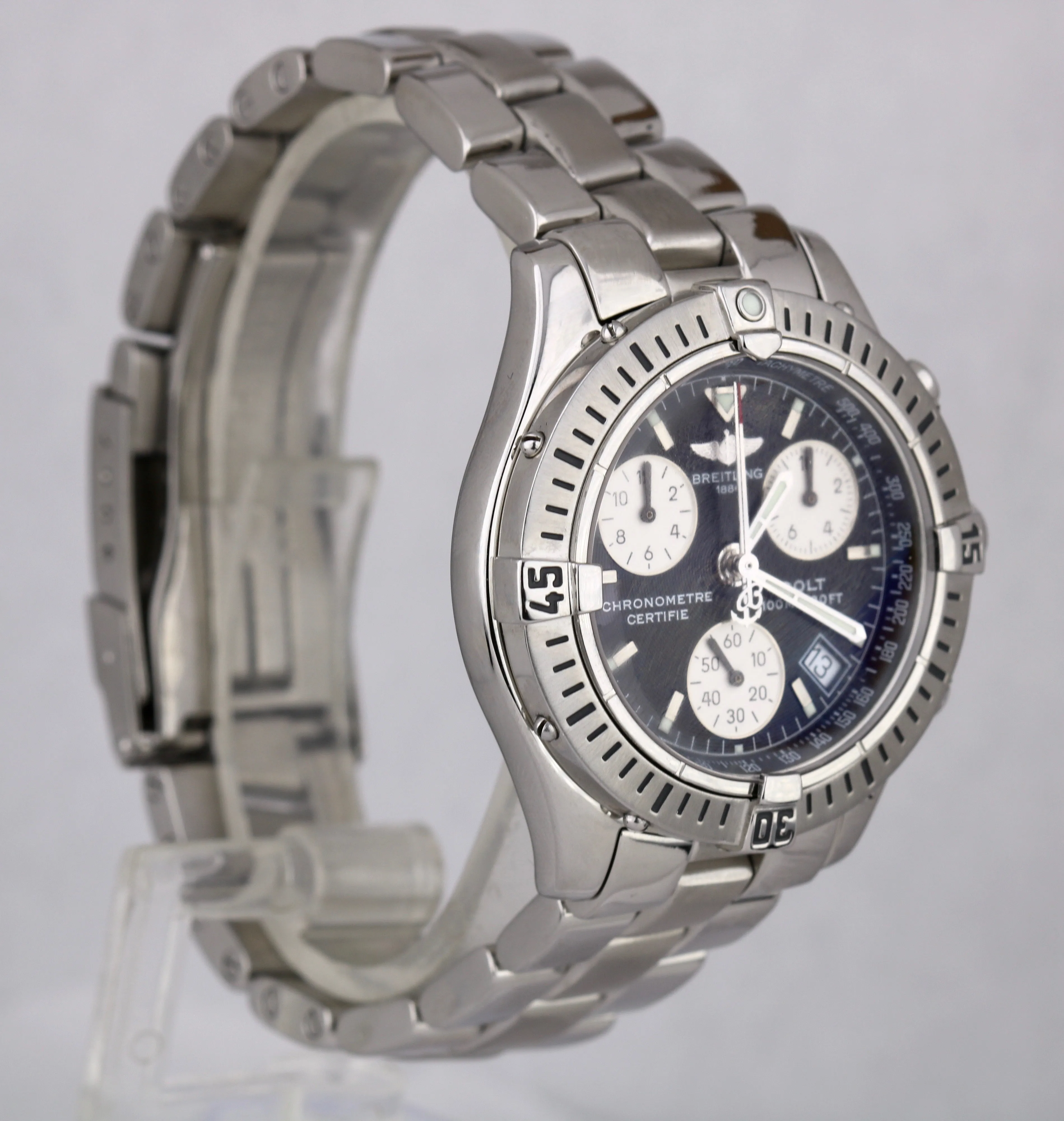 Breitling Colt Chronograph Quartz Aeromarine Stainless 38mm Black A73350 Watch