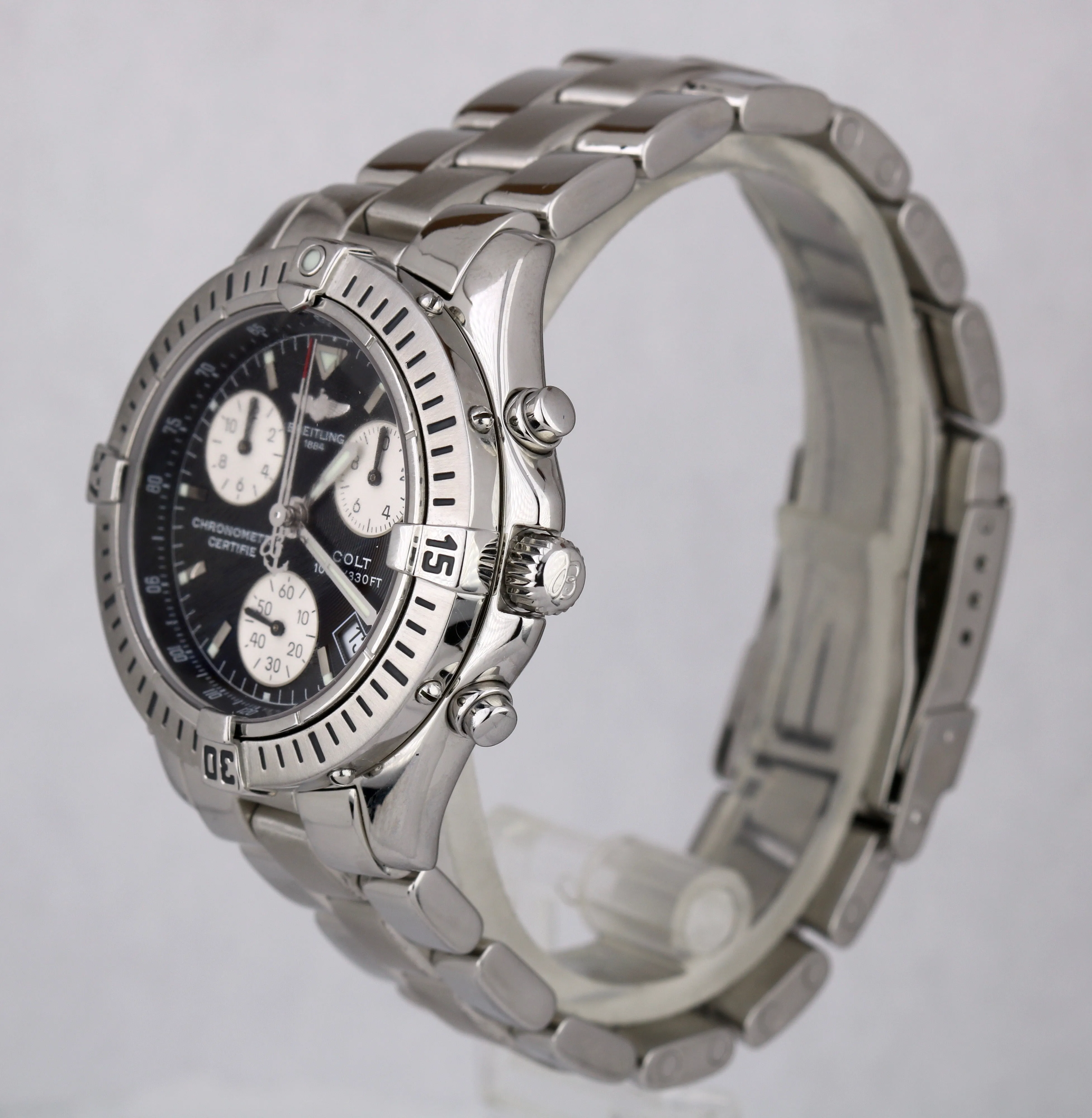 Breitling Colt Chronograph Quartz Aeromarine Stainless 38mm Black A73350 Watch