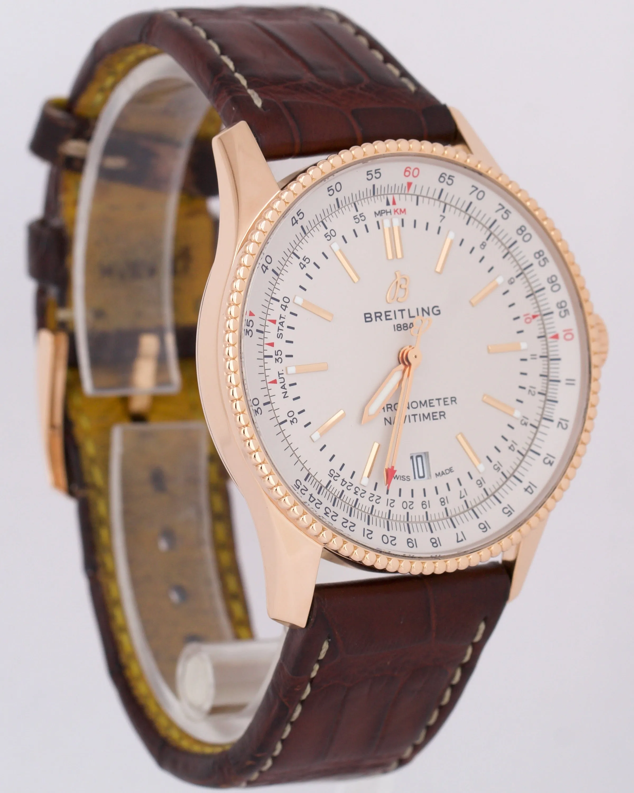 Breitling Navitimer Automatic 41 18K Rose Gold Leather Ivory 41mm R17326 BOX