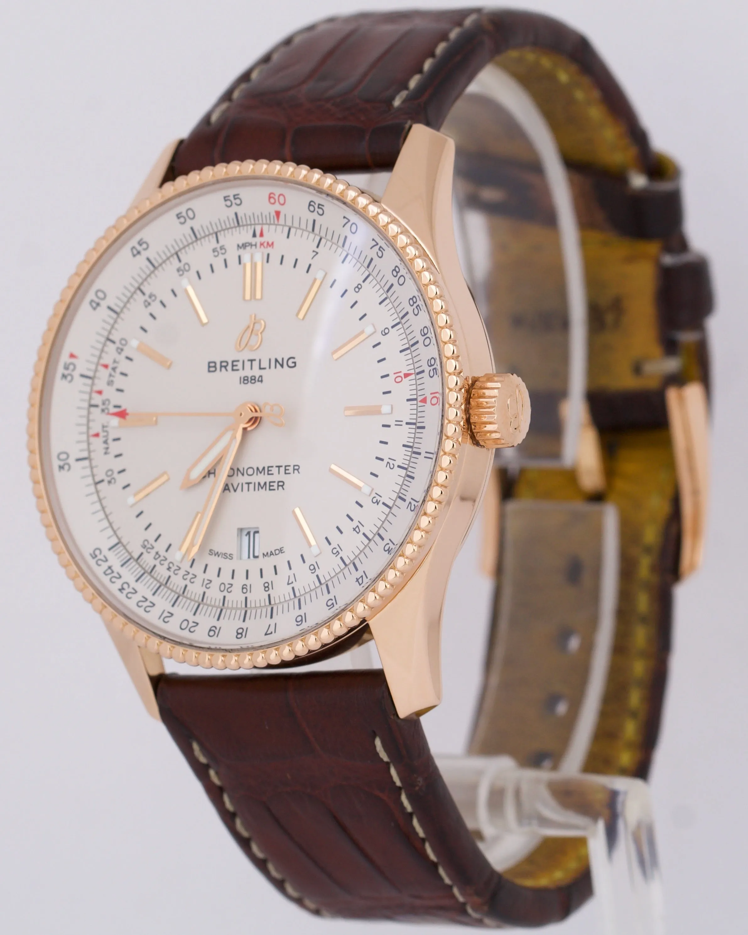 Breitling Navitimer Automatic 41 18K Rose Gold Leather Ivory 41mm R17326 BOX