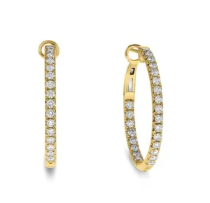 Bremer Jewelry Round Medium Hoop Diamond Earrings in 14K Yellow Gold (1.00ctw)