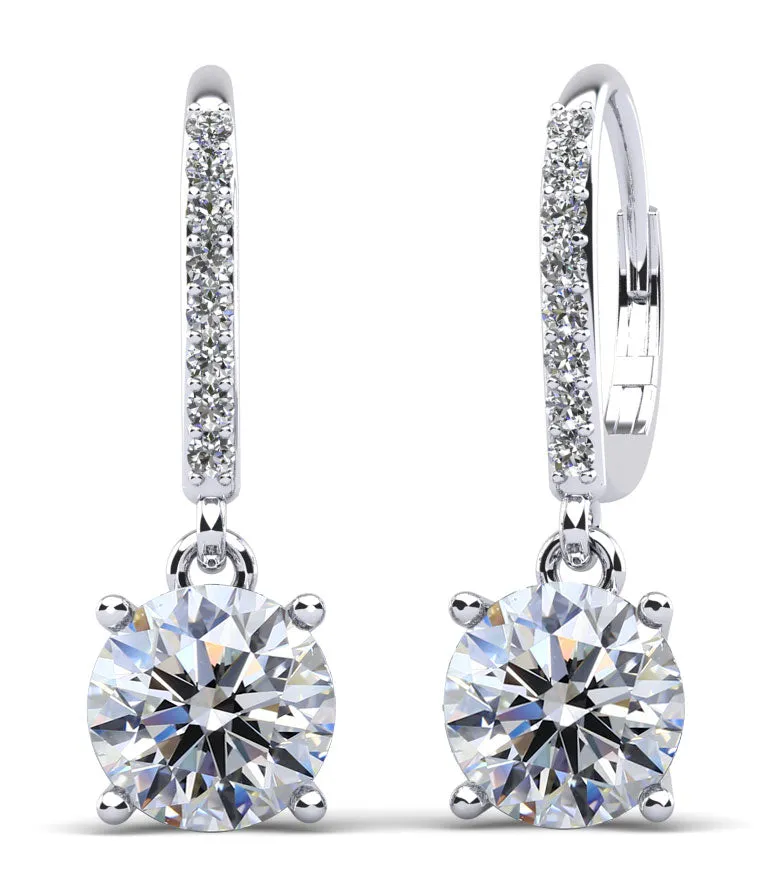 Brilliance Diamond Drop Diamond Earrings with 1.00 ct. (2X0.38 ct. center diamonds)