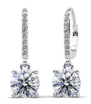 Brilliance Diamond Drop Diamond Earrings with 1.00 ct. (2X0.38 ct. center diamonds)