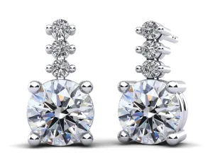 Brilliant Round Drop Diamond Earrings with 3.22 ct.(finished) 2.1mm, 7.4mm
