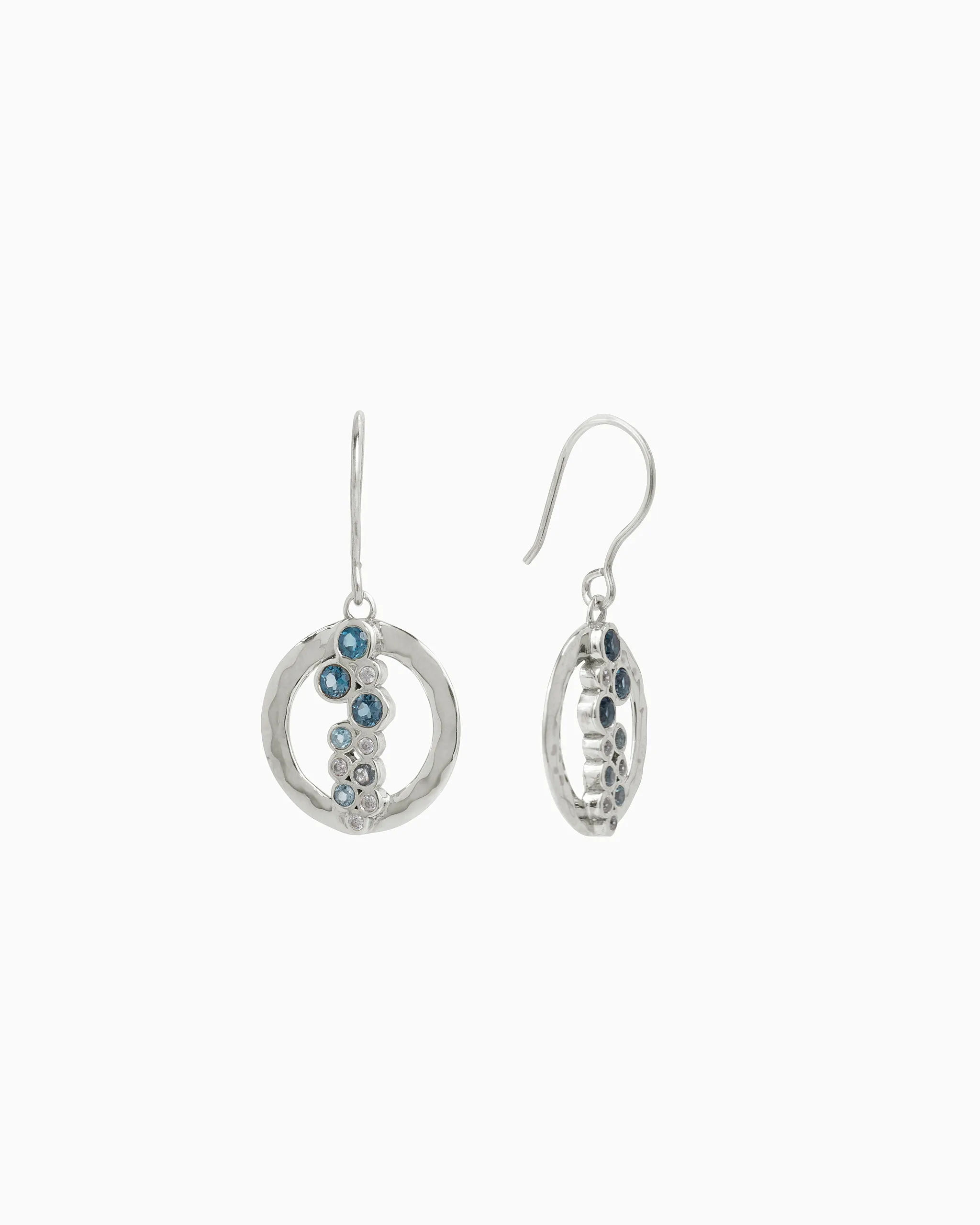 Bubble Drop Earrings - London Blue Topaz/Hampton Blue Topaz/White Zircon