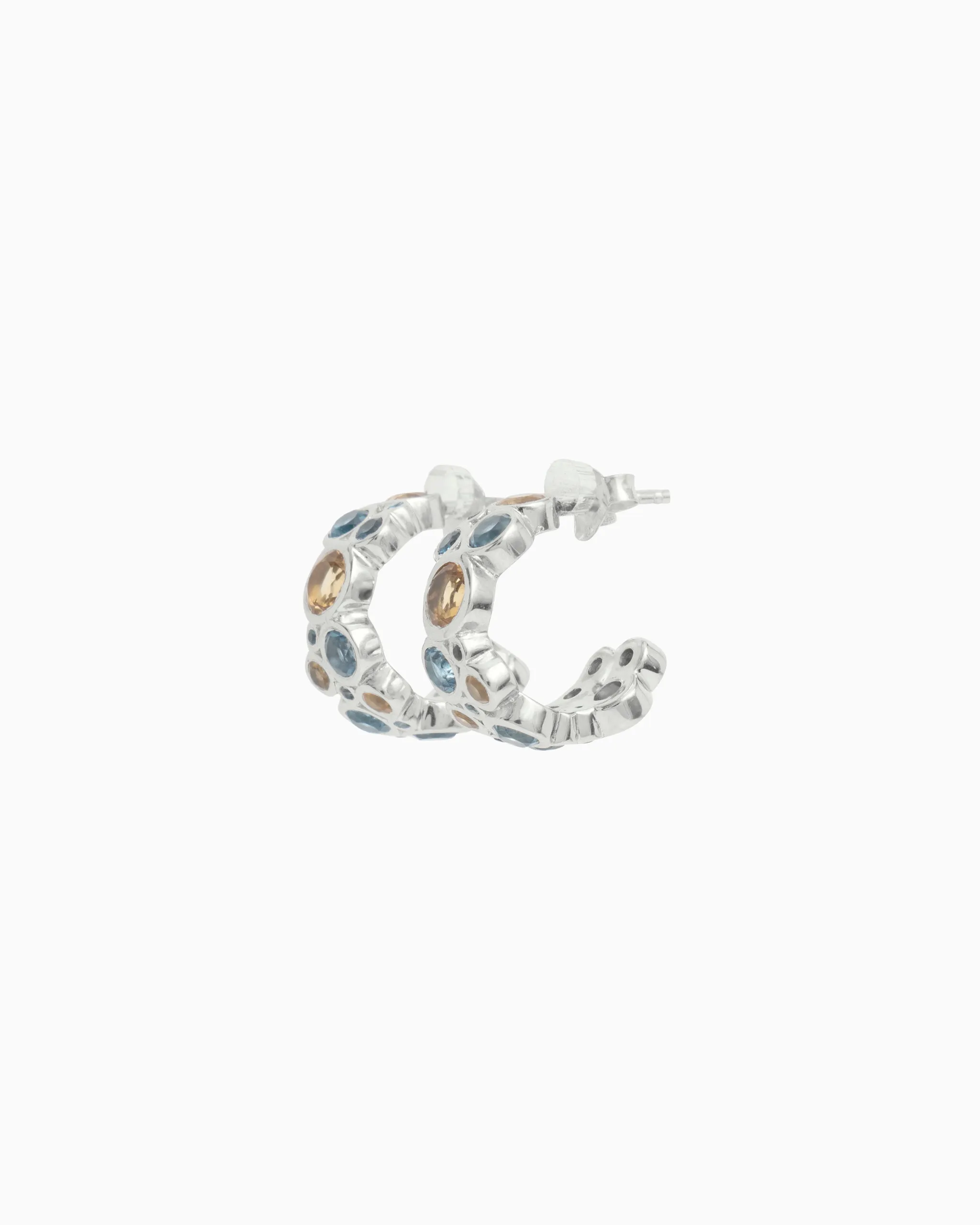 Bubble Stone Hoops - London Blue Topaz/Citrine