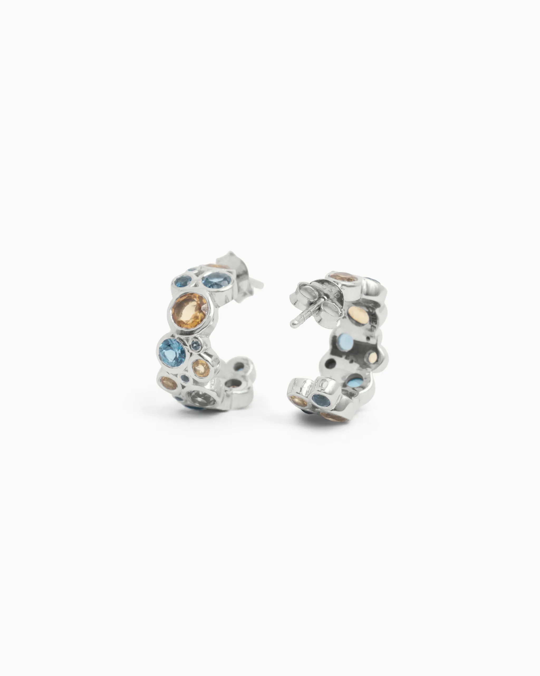Bubble Stone Hoops - London Blue Topaz/Citrine
