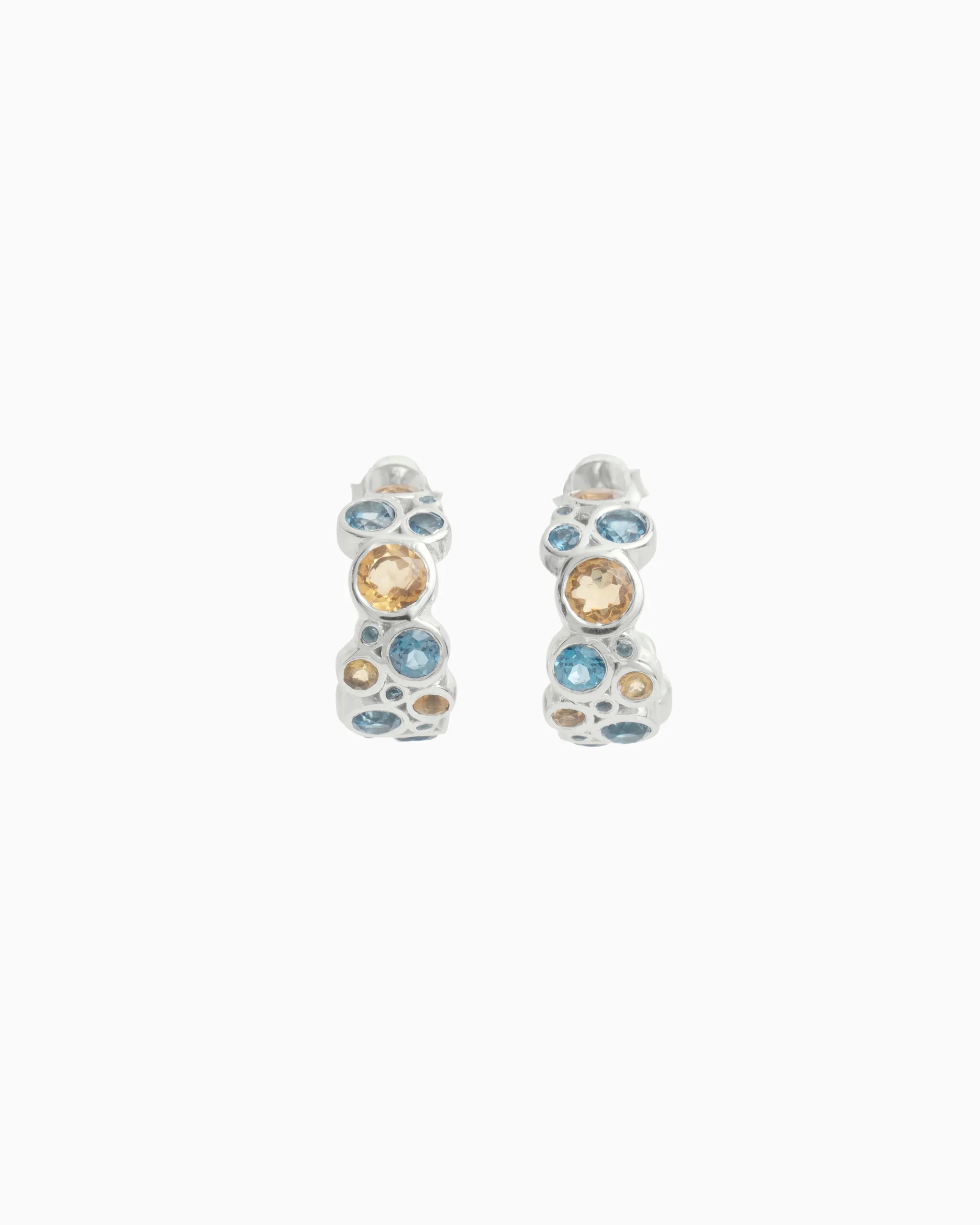 Bubble Stone Hoops - London Blue Topaz/Citrine