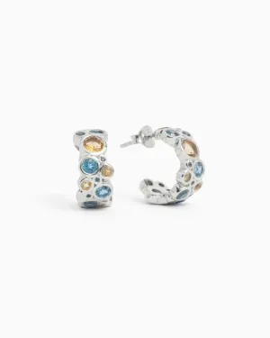 Bubble Stone Hoops - London Blue Topaz/Citrine