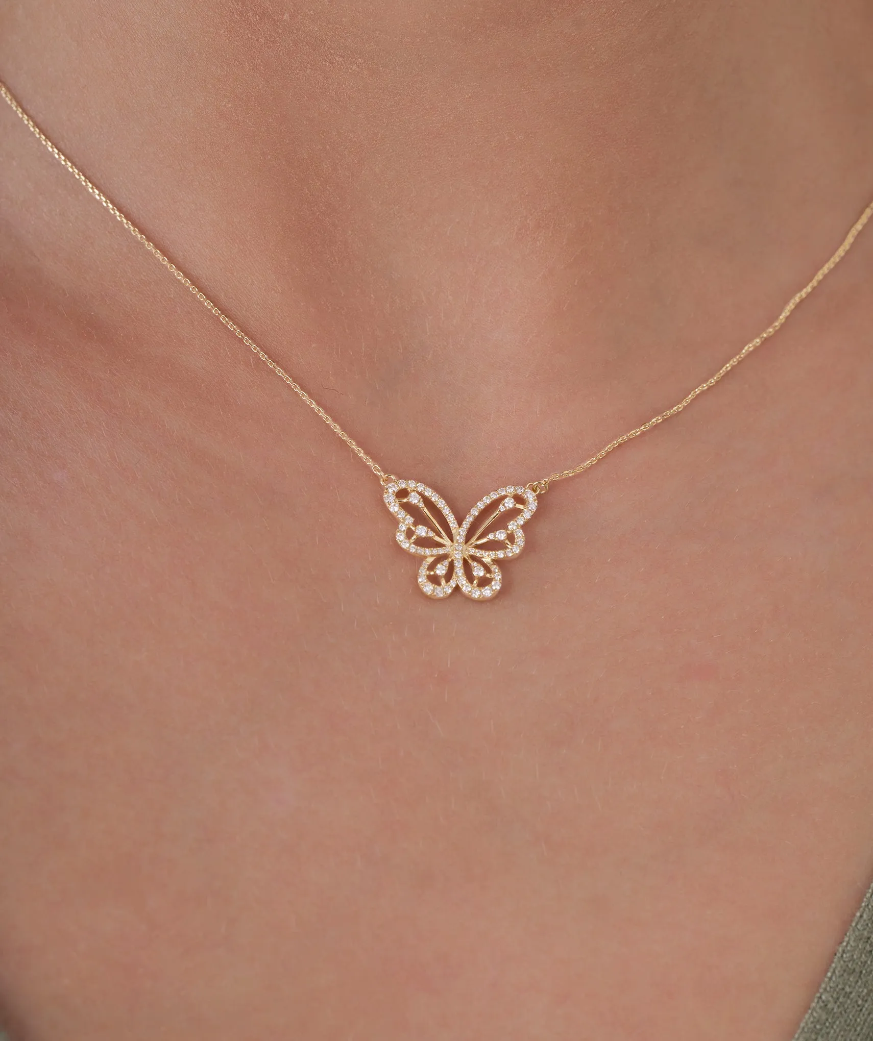 Butterfly 14K Gold Pendant Necklace