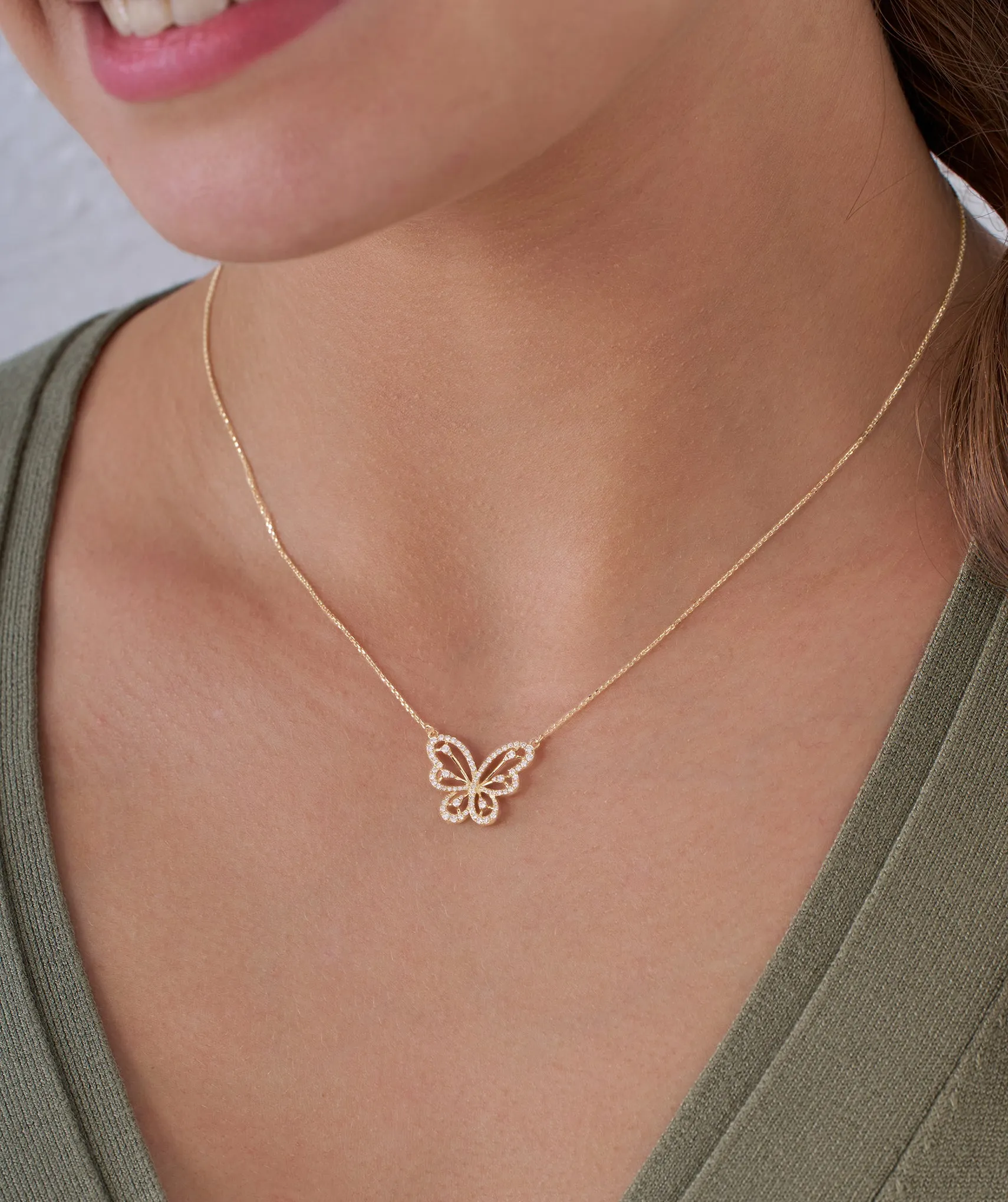 Butterfly 14K Gold Pendant Necklace