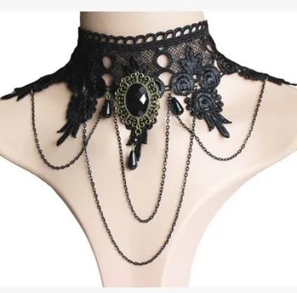 BYSPT Fashion Gothic Tattoo Tassel Lace Rose Bracelet Classical Women's Retro Vintage Charms Bracelet for Wedding Jewelry