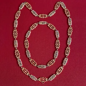 C.1830. 'Birds of Paradise' Enamel Sautoir Chain