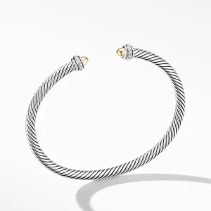 Cable Classic Bracelet with 18K Yellow Gold Domes and Diamonds, Size Medium