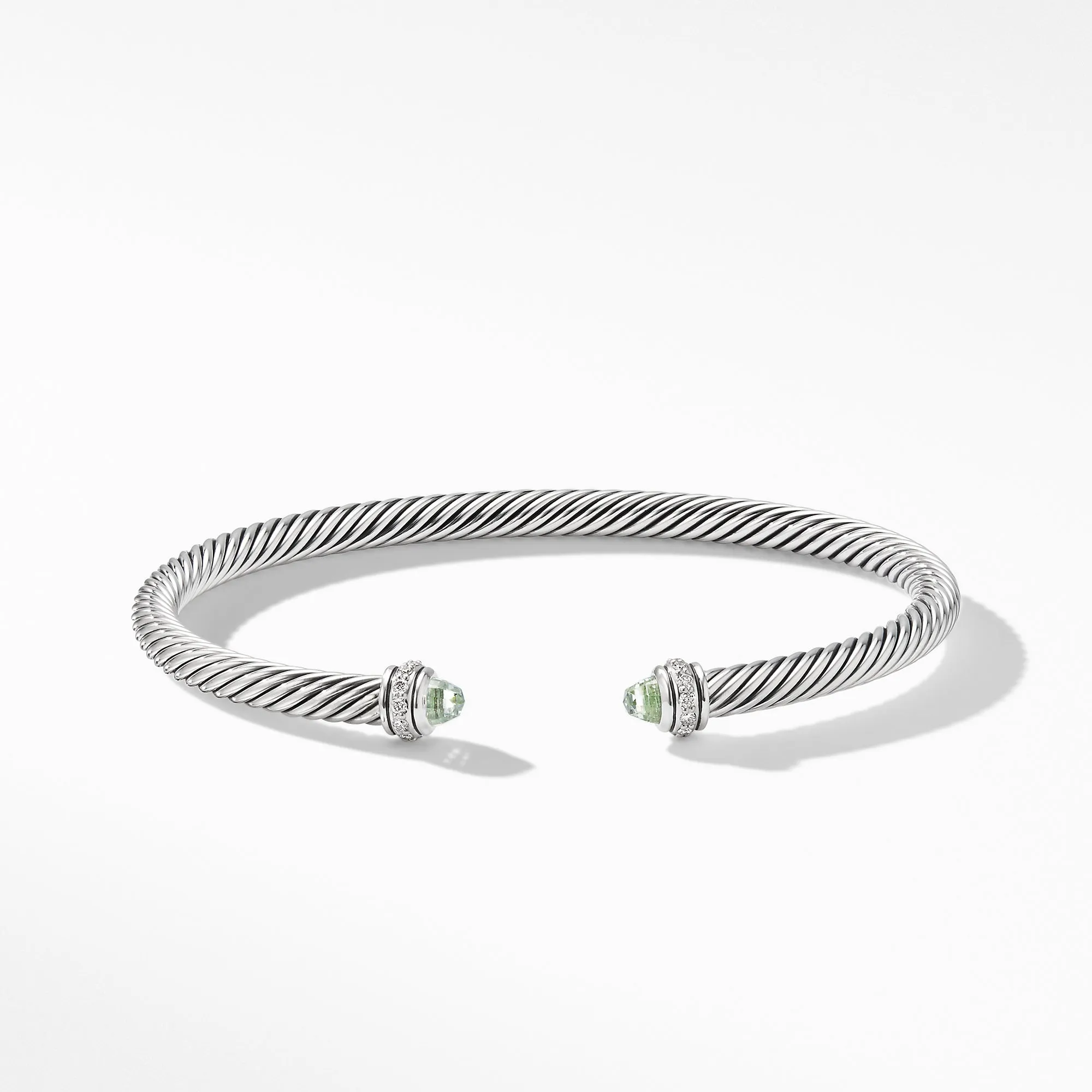 Cable Classic Bracelet with Prasiolite and Diamonds, Size Medium