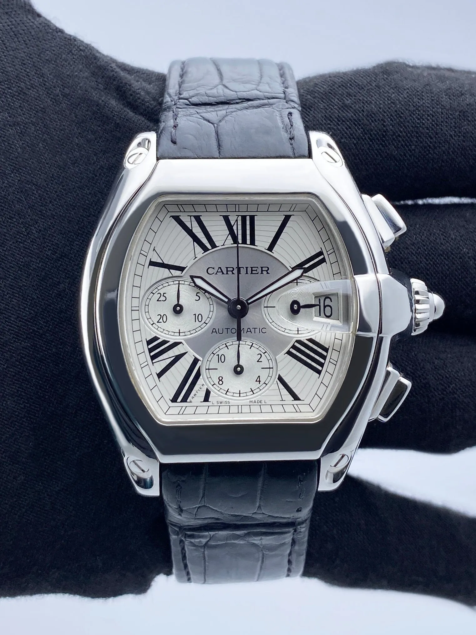 Cartier Roadster W62019X6 Silver Dial Mens Watch