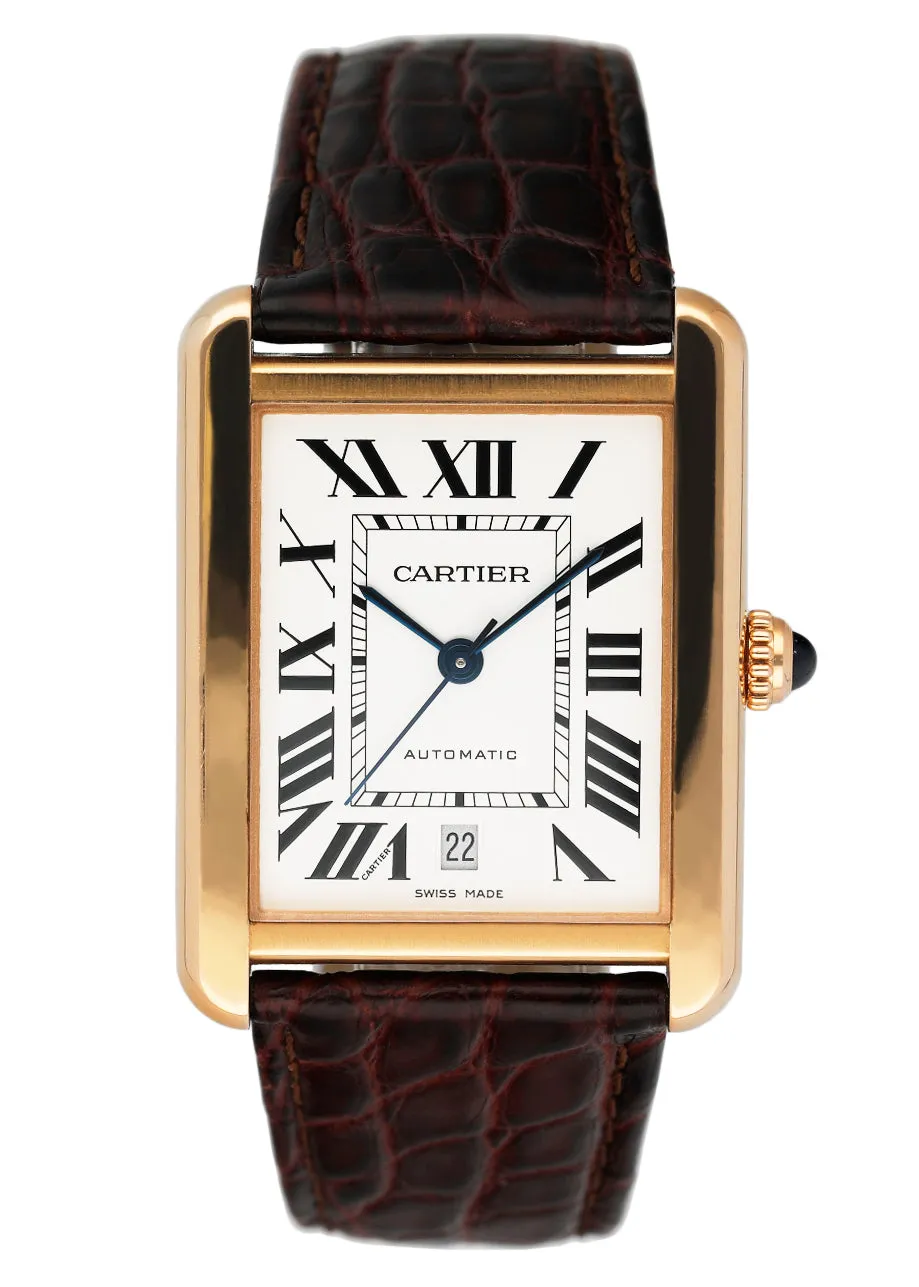 Cartier Tank Solo XL W5200026 18K Rose Gold Mens Watch