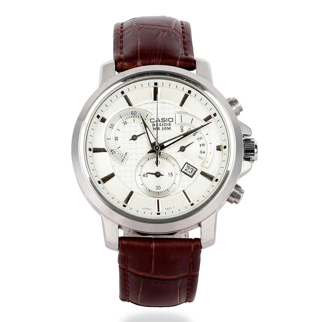 Casio Edifice Chronograph Women's Brown Leather Strap Watch